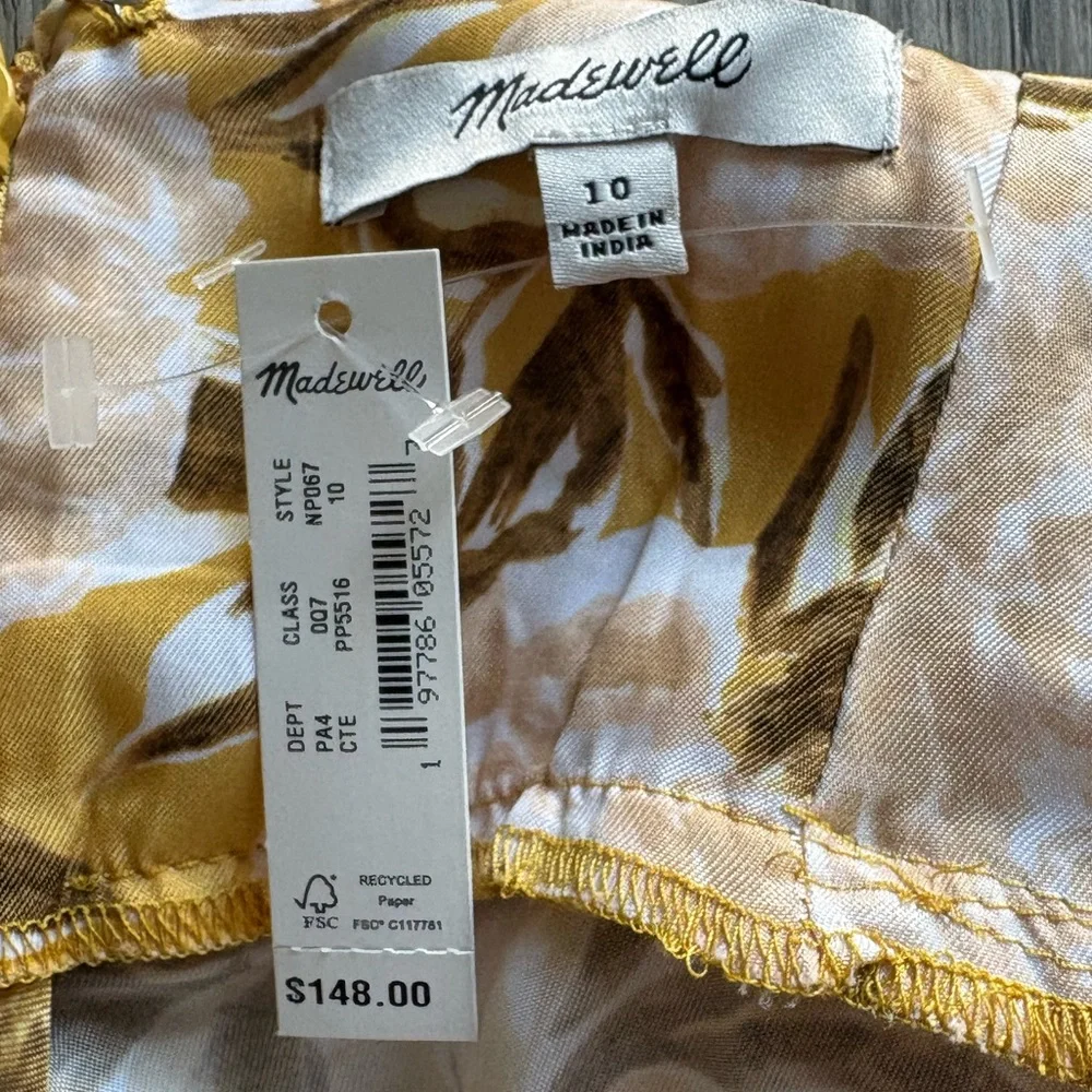 Madewell Angelina Slip Maxi Dress Yellow Floral Print Size 10 NWT - Picture 11 of 12